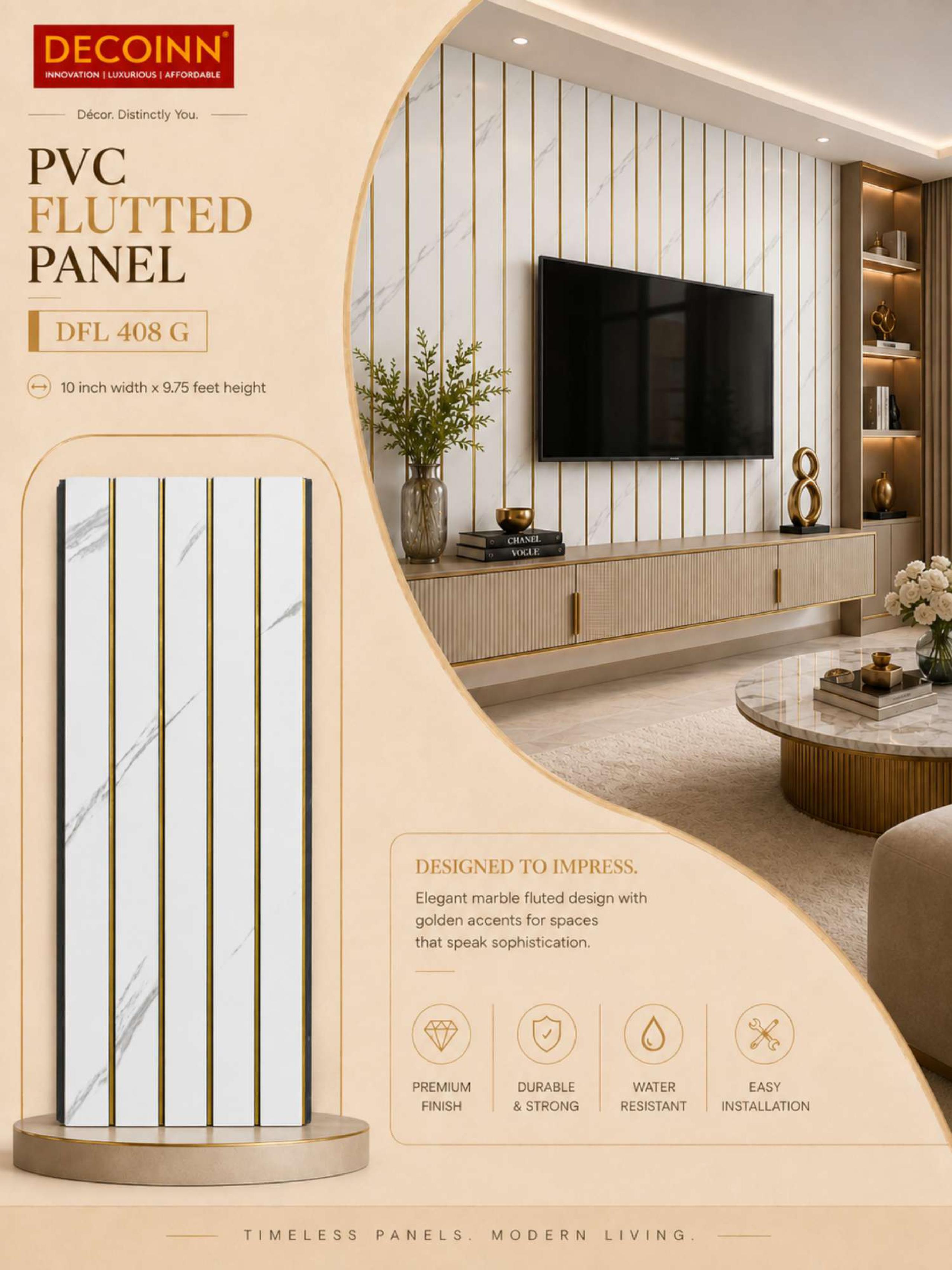 DFL 408G, white marble with gold line