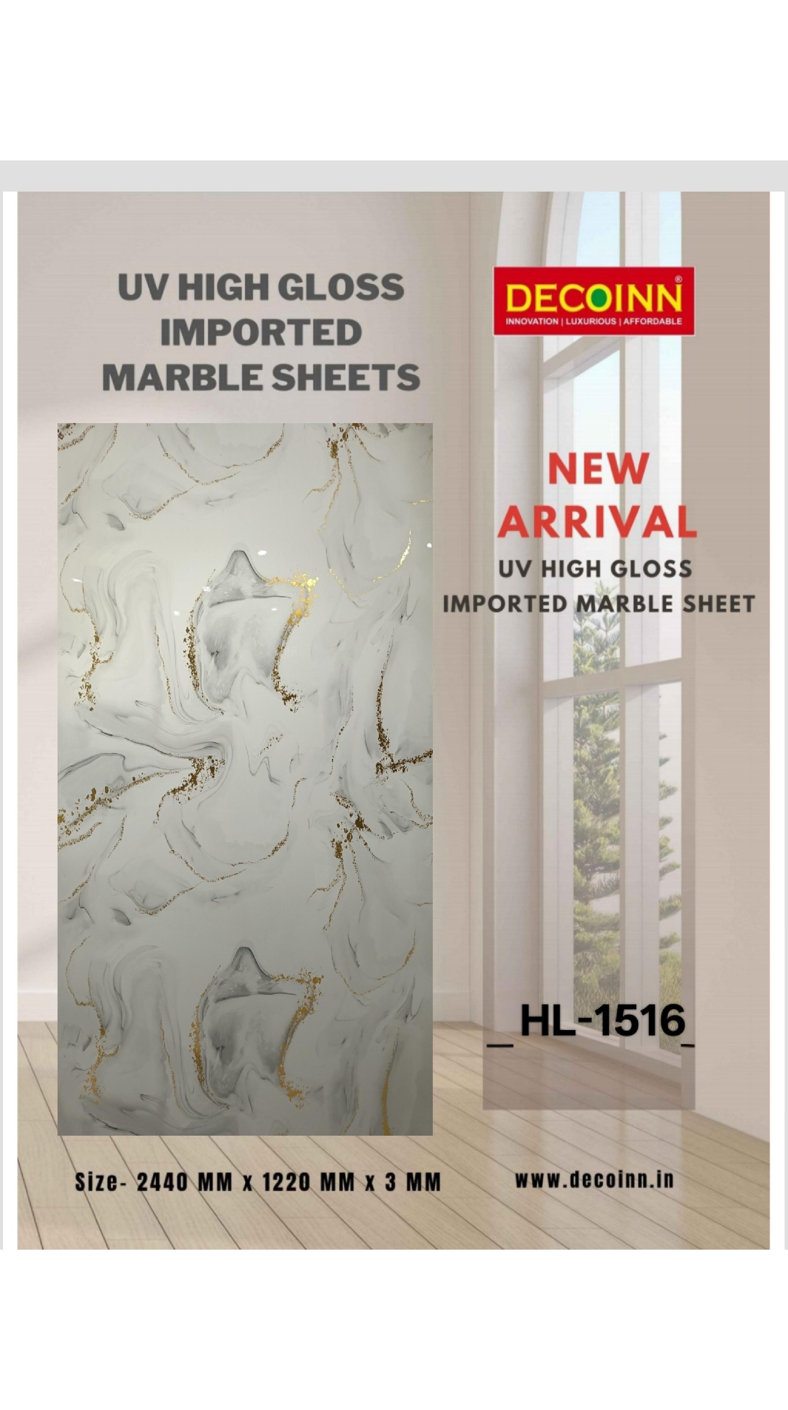 UV 1516 (98181), white grey marble with gold accents
