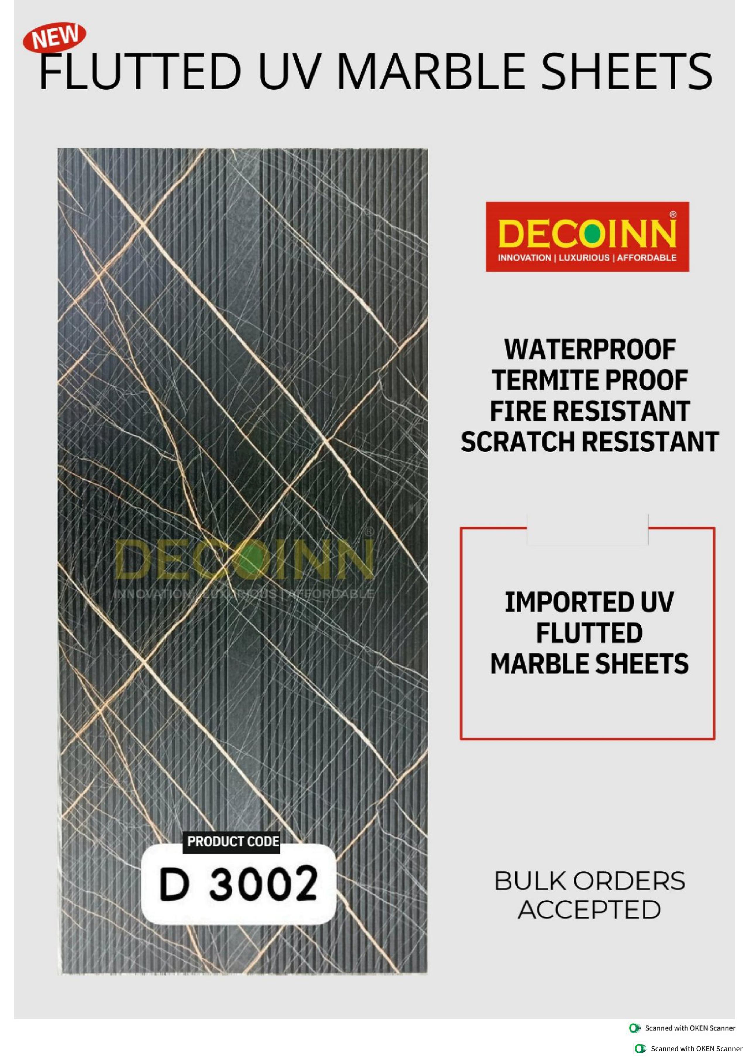 FLUTED UV 3002, charcoal black with gold geometric line