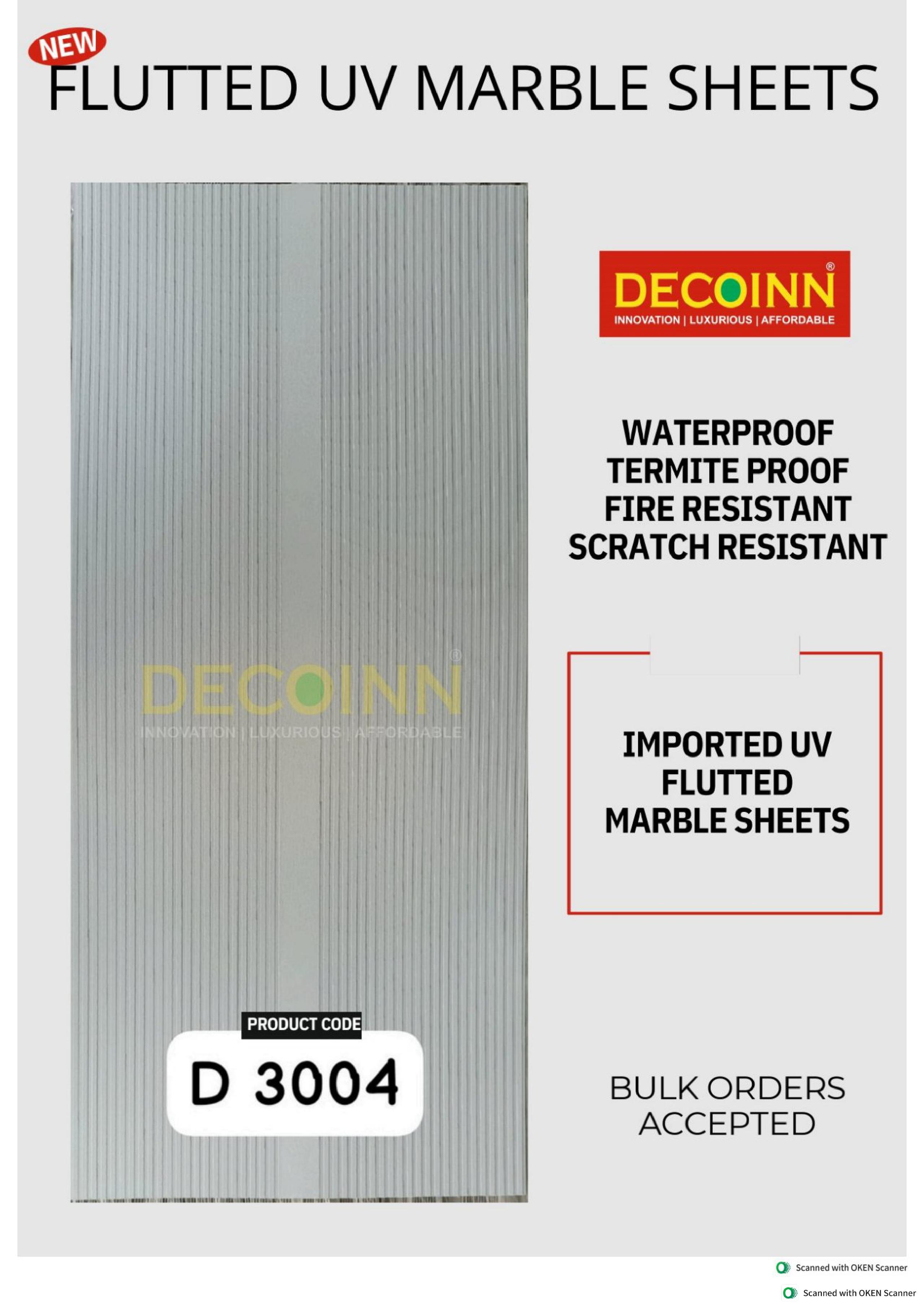 FLUTED UV 3004, white with grey