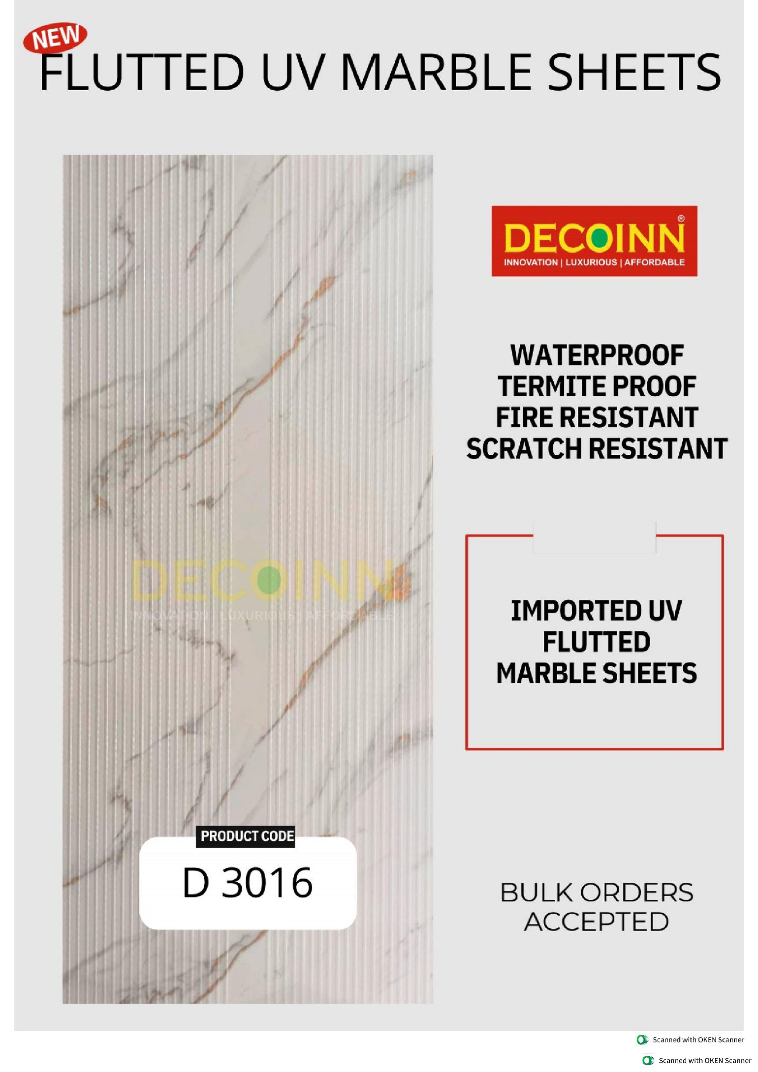 FLUTTED UV 3016, ivory white marble with gold veins